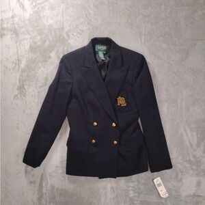 Ralph Lauren Vintage Petite Dark Blue Blazer with Gold Buttons 6P